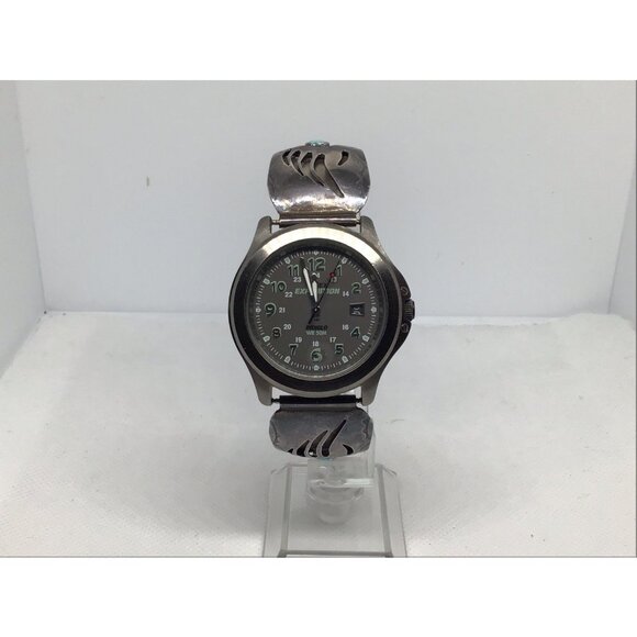 Timex Expedition WR 50M Watch - Gray Dial - Rare Sterling Silver Band - INDIGLO - Picture 1 of 11